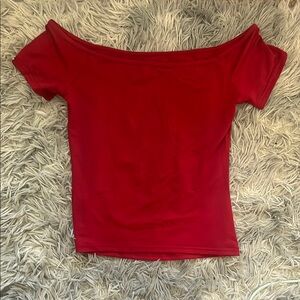 Vibrant Red Fitted Off-Shoulder shirt